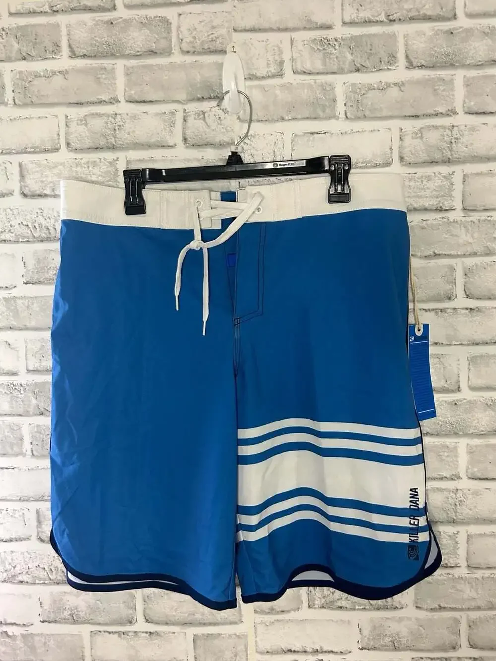 Killer Dana Men's Blue and White Striped Board Shorts Swim Trunks